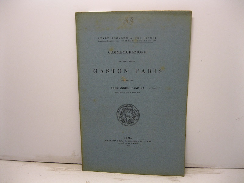 Commemorazione del socio straniero Gaston Paris